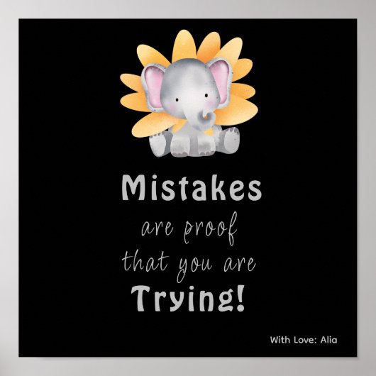 Niedliches Elefant-Motivierend Zollposter Poster (Vorne)