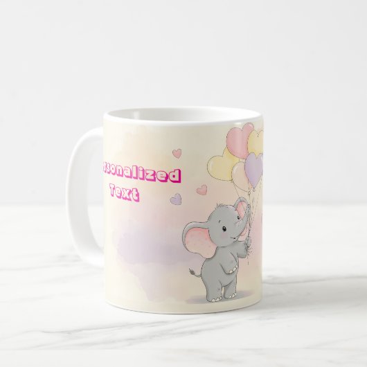 Niedliches Elefant Personalisiertes Geschenk für M Kaffeetasse (Vorderseite Links)