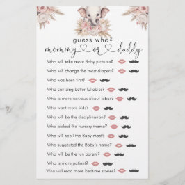 Niedliches Elefant Pink Boho Girl "Guess Who" Spie