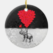Niedliches Elefant- und Liebeherz auf Grau Keramik Ornament (Hinten)