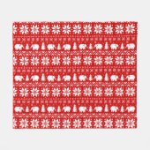 Niedliches Elefant-Weihnachtsmuster-Rot Fleecedecke (Vorderseite (Horizontal))