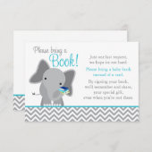 Niedliches Elefant Zickzack Aquamarine Babydusche Einladung (Vorne/Hinten)