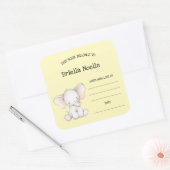 Niedliches Elefantenbaby-Dusche-Buchzeichen Quadratischer Aufkleber (Umschlag)