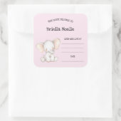 Niedliches Elefantenbaby Dusche Buchzeichen Quadratischer Aufkleber (Tasche)