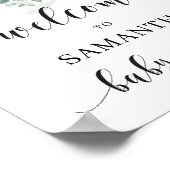 Niedliches Elefantengrün Euclayptus-Blätter Begrüß Poster (Ecke)