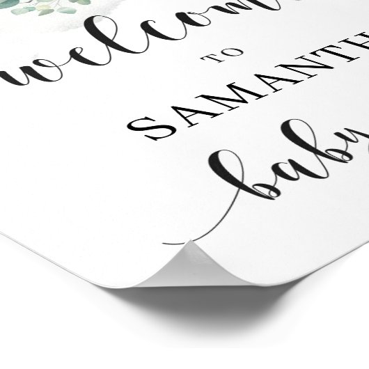 Niedliches Elefantengrün Euclayptus-Blätter Begrüß Poster (Ecke)