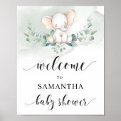 Niedliches Elefantengrün Euclayptus-Blätter Begrüß Poster (Vorne)