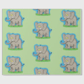 Niedliches Elefantenmuster Cartoon Geschenkpapier (Flach)