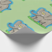 Niedliches Elefantenmuster Cartoon Geschenkpapier (Ecke)