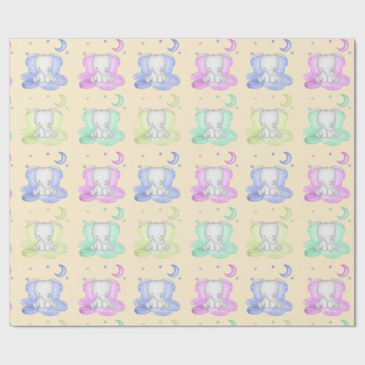 Niedliches Elefantenmuster Geschenkpapier (Flach)