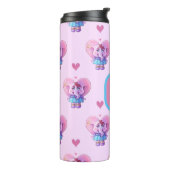 Niedliches Elefantenmuster (mit Ihrem Namen) Thermosbecher (Nach links gedreht)