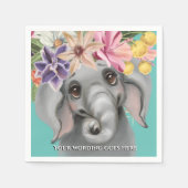 Niedliches Elefantenrosa aquamarines Baby Safari D Serviette (Vorderseite)