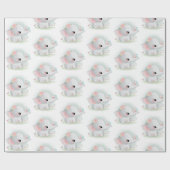 Niedliches Elefantenrosa blaues Watercolor Wrappin Geschenkpapier (Flach)