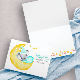 Niedliches Elefantenschlafen auf der Mond-Babydusc Dankeskarte