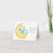 Niedliches Elefantenschlafen auf der Mond-Babydusc Dankeskarte (Vorderseite)