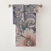 Niedliches Elegant Floral Gingham Muster Badhandtuch Set (Insitu)