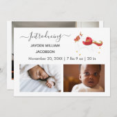 Niedliches Elegantes Baby Foto Geburtshinweis Einh Ankündigung (Vorne/Hinten)