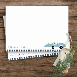Niedliches, elegantes blaues Race Car Kinder jeden Mitteilungskarte