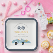 Niedliches, elegantes blaues Race Car Kinder jeden Pappteller (Party)