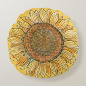 Niedliches elegantes Boho Bauernhaus Gelbe Sonnenb Rundes Kissen (Vorderseite)