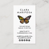 Niedliches Elegantes Butterfly Monarch Beauty Lash Visitenkarte (Rückseite)
