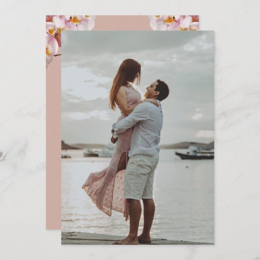 Niedliches elegantes hellbraunes Foto Einladung zu (Vorne/Hinten)