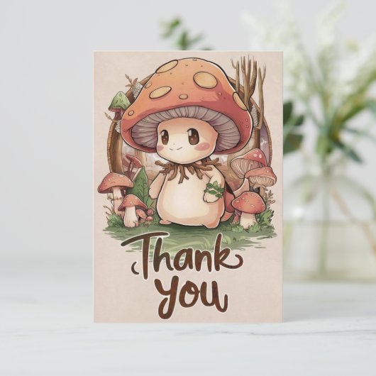 Niedliches elegantes Pilz Dankeschön-Karte Dankeskarte (Stehend Vorderseite)