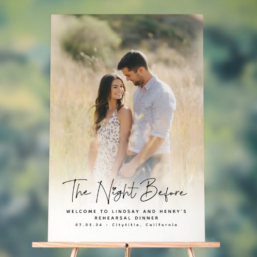 Niedliches elegantes Probe Dinner Foto Begrüßung Acrylschild (Neutral)