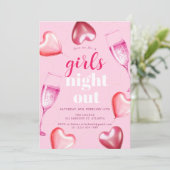 Niedliches elegantes Rosa Geburtstagsmädchen Night Einladung (Stehend Vorderseite)