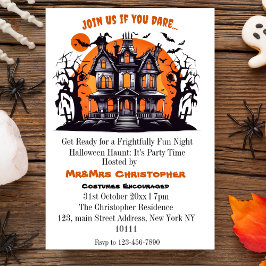 Niedliches elegantes Spuk Haus Erwachsene Hallowee Einladung