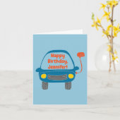 Niedliches Elektroauto Personalisiert Geburtstag Karte (Gelbe Blume)