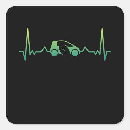 Niedliches Elektrofahrzeug-Heartbeat-Geschenk EV Quadratischer Aufkleber (Vorderseite)