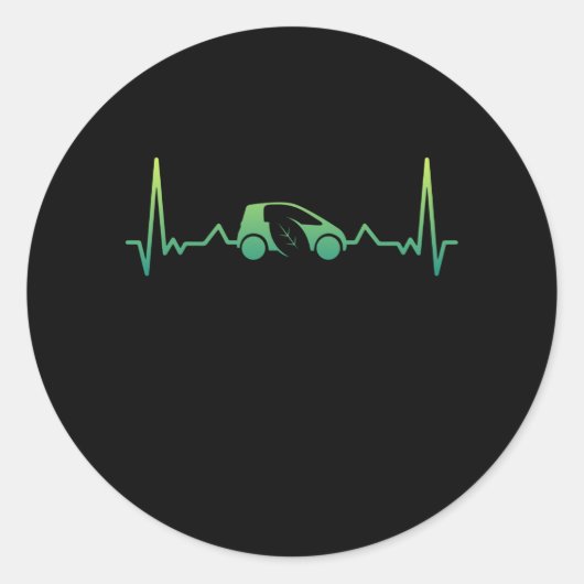 Niedliches Elektrofahrzeug-Heartbeat-Geschenk EV Runder Aufkleber (Vorderseite)