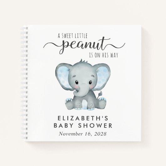 Niedliches Elephant Baby Boy Shower Guest Book Notizblock (Vorderseite)