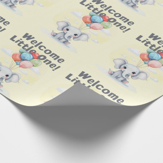 Niedliches Elephant Baby Dusche Umschlagpapier Geschenkpapier (Ecke)