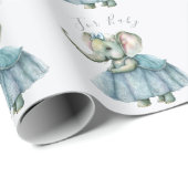 Niedliches Elephant Baby Script Baby Geschenkpapier (Rolleneckpunkt)