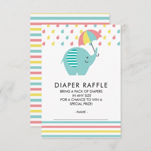 Niedliches Elephant Baby Showdiaper Raffle Ticket Einladung (Vorne/Hinten)