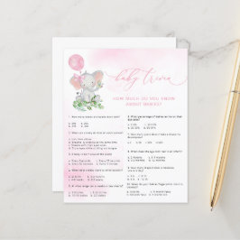 Niedliches Elephant Baby Shower Baby Trivia Game