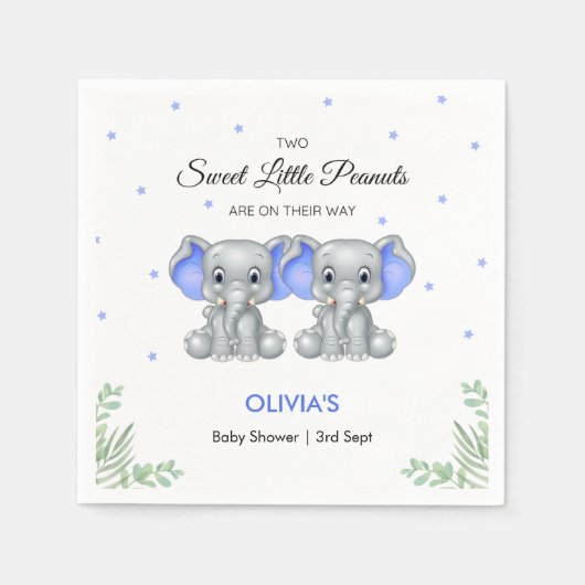 Niedliches Elephant Blue Twin Boys Baby Duschbad P Serviette (Vorderseite)