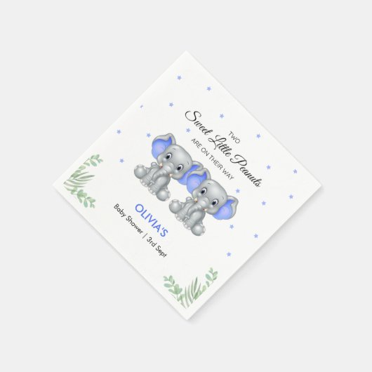 Niedliches Elephant Blue Twin Boys Baby Duschbad P Serviette (Ecke)