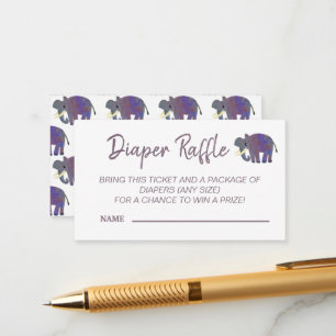 Niedliches Elephant Diaper Raffle Baby Duschgame Begleitkarte