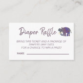 Niedliches Elephant Diaper Raffle Baby Duschgame Begleitkarte (Vorderseite)