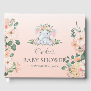 Niedliches Elephant Floral Girl Baby Shower Gästeb Gästebuch