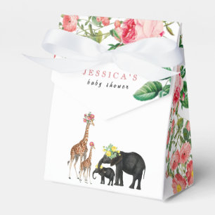 Niedliches Elephant & Giraffe Floral Baby Shower G Geschenkschachtel