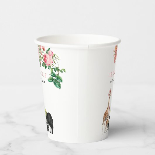 Niedliches Elephant & Giraffe Floral Baby Shower G Pappbecher (Rechts)