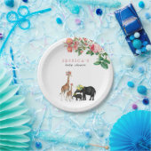 Niedliches Elephant & Giraffe Floral Baby Shower G Pappteller (Party)