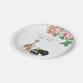 Niedliches Elephant & Giraffe Floral Baby Shower G Pappteller (Schrägansicht)