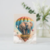 Niedliches Elephant Hot Air Ballon Whimsical Tier Postkarte (Stehend Vorderseite)