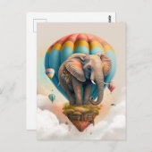 Niedliches Elephant Hot Air Ballon Whimsical Tier Postkarte (Vorne/Hinten)