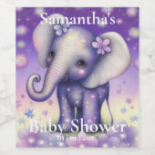 Niedliches Elephant lila Baby Dusche Weinetikett (Einzelnes Label)